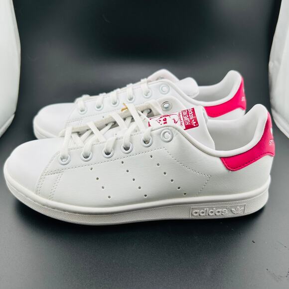 Adidas Stan Smith J Big Kids' Sneakers White Cloud / Bold Pink FX7522 Sz 4 - Picture 7 of 7